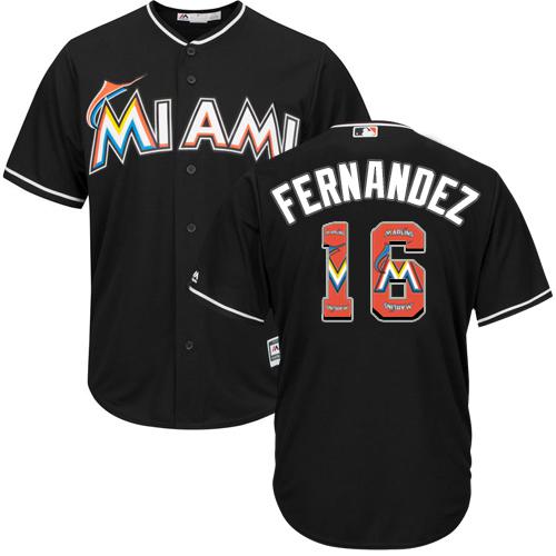 marlins #16 Jose Fernandez Black Team Logo Fashion Stitched MLB Jersey - Click Image to Close